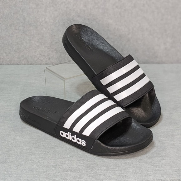 NWOT Adidas Adilette Shower Slip On Sandals Slides Core Black White  Mens 11 - Picture 5 of 9